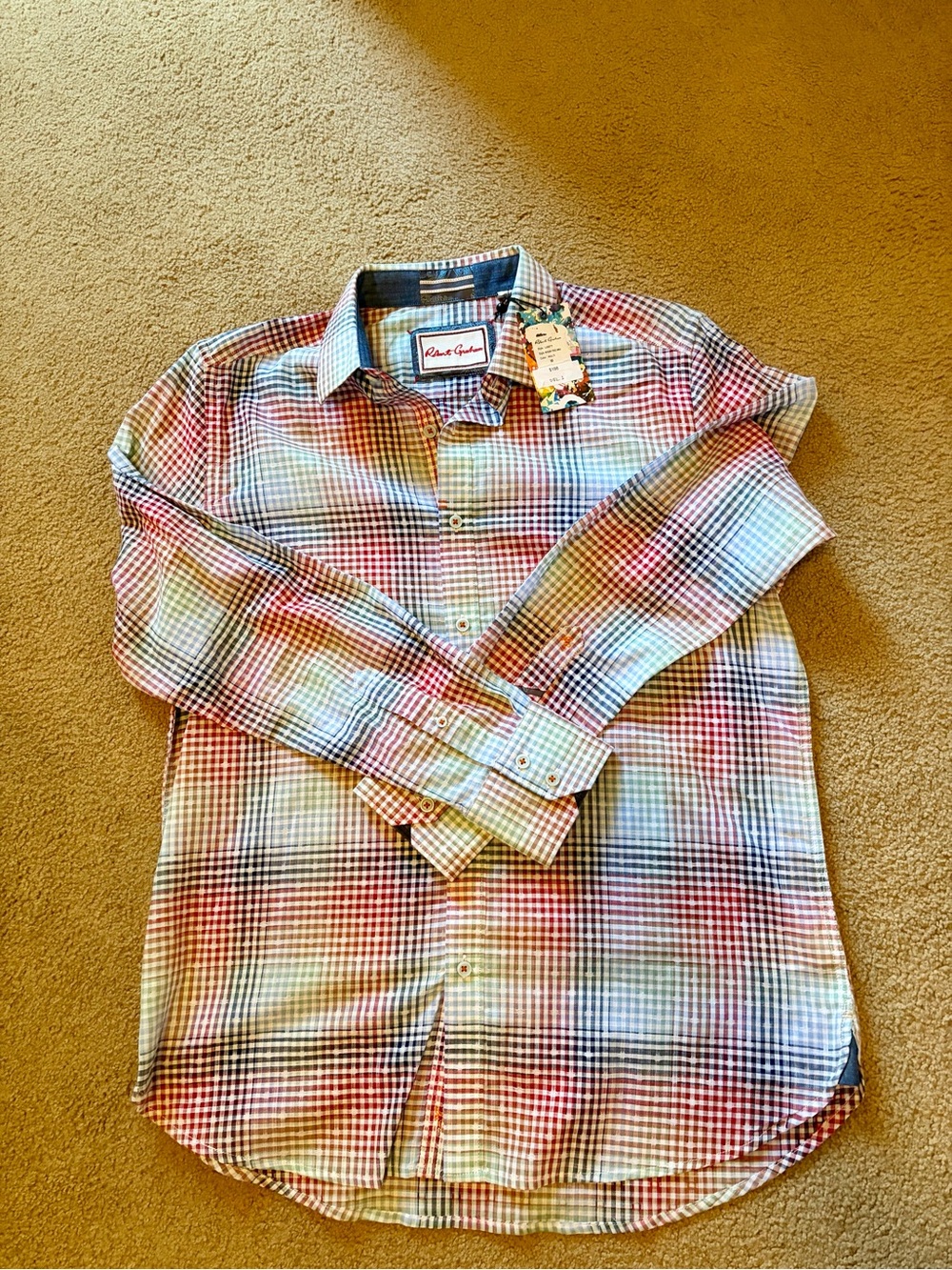 Robert Graham Red, Blue & Green Checked Button-Down Shirt
